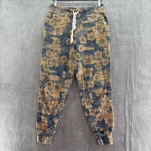Saturday Sunday Pants Womens S Orange Blue Floral Hig Rise PullOn Jogger Pockets